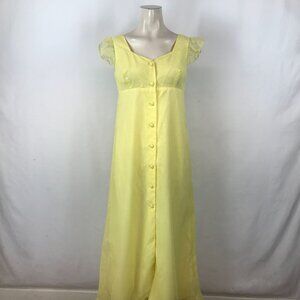 VTG PENNYS HAWAII - WOMEN'S XS/S - YELLOW SHORT SLEEVE BUTTON UP MAXI DRESS